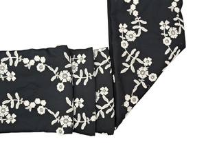 Tela de algodón negro con apliques 3D bordados, diseño floral blanco con rayas y flores en relieve, material para vestidos, más vendida. - Product Image 2