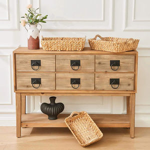 2-Pack Eco-Friendly Hyacinth <b>Woven</b> Storage <b>Baskets</b> with Handles Water Hyacinth Wicker Pantry <b>Baskets</b> for Shelf Storage - Product Image 3