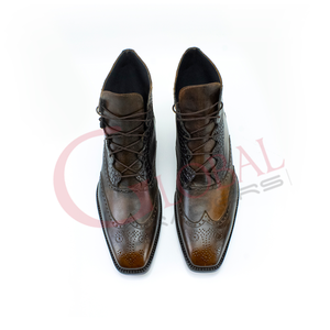 Botas de Vestir Formales de Negocios para Hombre, Elegantes, de Cuero, con Cordones y Puntera de Alas, Textura de Cocodrilo, Estilo Vintage para Caballero - Product Image 4