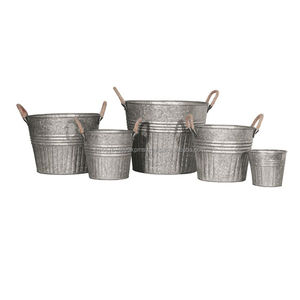 Ensemble de fleurs et de jardinières de jardin avec poignée en corde Style abstrait Décorez votre Noël avec une jardinière et un pot européens galvanisés - Product Image 6