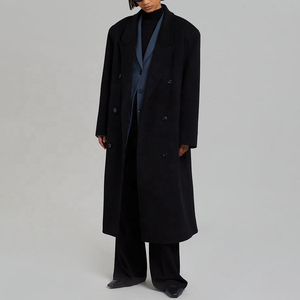 Abrigos de lana largos sin cuello para mujer, chaqueta de invierno para mujer - Product Image 3