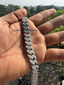 Bracelet chaîne à maillons glacés en argent 925 plaqué or, moissanite VVS, style hip-hop cubain, 13 mm, haute qualité, pour tiers - Product Image 6