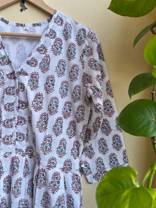 Robe longue décontractée en coton indien, imprimée à la main, avec broderies florales, tunique longue artisanale, robe maxi à imprimé floral - Product Image 6