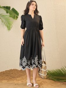 ชุดเดรสลำลองแฟชั่นน่ารักลายดอกพิมพ์ดิจิทัลสไตล์ตะวันตก รุ่นใหม่ประจำฤดูร้อนปี 2026 ของ ARYA สำหรับผู้หญิงไซส์พลัส คอวี ผ้าเรยอน - Product Image 6