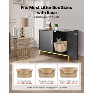 Clettiera per gatti in stile moderno custodia per mobili 27.6 \ "armadietto per lettiera nascosta in metallo con impugnatura per soggiorno camera da letto - Product Image 4