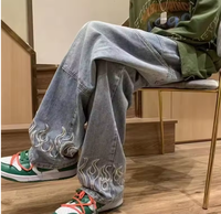 Jeans en denim noir tendance pour hommes, qualité importée, décontractés, coupe ample, effet délavé, style cargo, taille haute