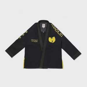Chaqueta de Kung Fu Shaolin Negra y Amarilla con Logotipo Bordado en la Parte Delantera, Ropa de Artes Marciales para Hombre, Corte Regular, Estilo Adulto - Product Image 1