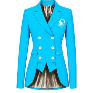 Custom Turquoise Blue <b>Women</b> Double Breasted Blazer Tailored Slim Fit Long Sleeve Formal Business Office Suit <b>Jacket</b> with Chest - Product Image 1