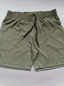 Pantalones Cortos Deportivos para Hombre, Color Verde Oliva Sólido, Poliéster, Cintura Media, Cordón Elástico, Secado Rápido, Tejido Informal - Product Image 2