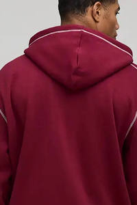 Hoodie zippé surdimensionné avec logo personnalisé, design tendance, surpiqûres contrastées, en coton mélangé respirant, pour homme, style gym et streetwear. - Product Image 4