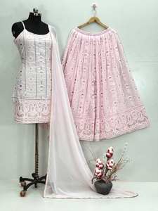 Traje Sharara de Georgette Sintética de la Mejor Calidad al por Mayor con Bordado Pesado y Lentejuelas para Mujer, Ideal para Fiestas o Uso Étnico - Product Image 2