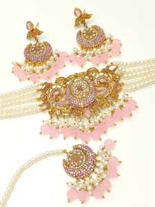 Juego de Joyería de Lujo al por Mayor, Collar y Aretes de Cristal Chapados en Oro para Mujer, Diseños Personalizados Disponibles para Bodas - Product Image 3