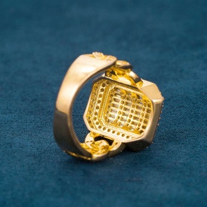 แหวนเพชรทรงบาแก็ตต์ ผ่านการทดสอบเพชร 10K 14K ทองคำขาว VVS  แบบ Cuban Link  ประดับเพชรเต็มวง สไตล์ฮิปฮอป ของขวัญสำหรับผู้หญิง ขายส่ง - Product Image 2