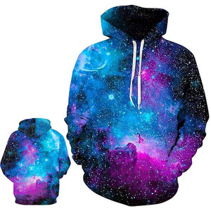 ODM Men Heavyweight Streetwear Purple Galaxy Sublimation Web Graphic Puff Print Rhinestone Hoodie Breathable Oversized Pullover - Product Image 1