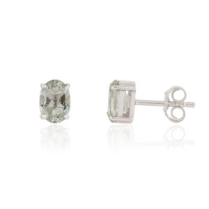 5x7 mm Oval Cut Natural Green Amethyst Gemstone 925 <b>Sterling</b> <b>Silver</b> Minimalist <b>Stud</b> Earrings For Women's - Product Image 3
