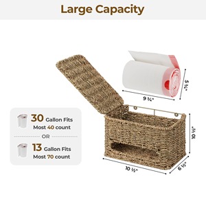 StorageWorks Trash Bag Holder with Lid Handmade <b>Storage</b> <b>Basket</b> Wholesale eco-friendly Made in Viet Nam - Product Image 2