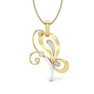 Romantic Yellow Gold <b>Diamond</b> Pendant With Round Brilliant Cut Stones Women's Everyday Wear Jewelry - Product Image 2