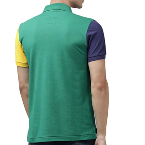 Camiseta Polo a Rayas Verde, Azul y Amarillo para Hombre, Ligera, Informal, de Algodón y Poliéster, con Logotipo Personalizado del Fabricante - Product Image 4