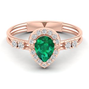 Anillo Halo de Oro Sólido de 14K Personalizado REYES con Esmeralda de Corte Pera de 0.75 Quilates, Joyería de Moissanita de Alta Calidad con Certificación GRA - Product Image 5