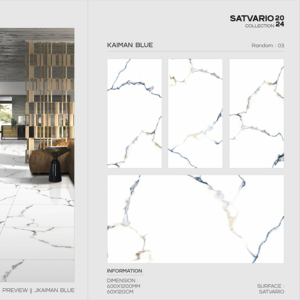 Carreaux de porcelaine effet designer, finition Satvario, 60x120cm, 600x1200mm, format 24x48, pour une utilisation élégante sur les murs et sols intérieurs. - Product Image 1