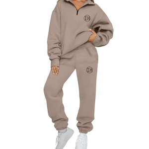 Conjunto Deportivo Personalizado para Mujer con Cremallera, Sudadera de Forro Polar de Manga Larga, Pantalones Ajustados con Cintura Elástica, Chándal Informal de Dos Piezas - Product Image 1