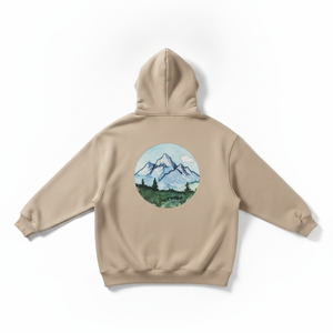 Sweat-shirt à capuche beige pour homme, coupe classique, en coton French Terry, imprimé avec logo personnalisé, vêtement décontracté pour l'automne - Product Image 3