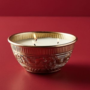 Bol à bougie décoratif en métal fait main avec motif gravé, porte-bougie de luxe pour la maison, récipient pour bougie d'aromathérapie - Product Image 3