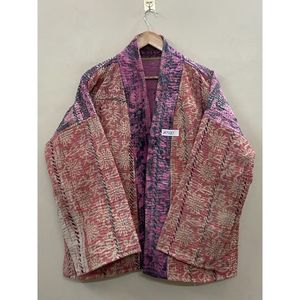 Handmade 100% Cotton Patchwork kantha Kimono <b>Jacket</b> Full Sleeve Shawl Collar Eco-Friendly Women's Wear <b>jacket</b> - Product Image 6