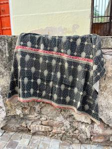 Traditional Indian Vintage Block Printed Cotton Kantha Reversible <b>Quilt</b> Handmade <b>Bedspread</b> Home Décor - Product Image 5