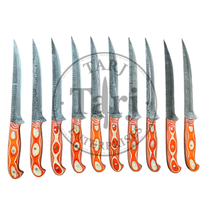 Hand Forged High Durability Damascus Steel <b>Fish</b> Fillet <b>Knife</b> Colored Micarta Handle Leather Sheath | Custom Fishing <b>Knife</b> 3-Year - Product Image 4