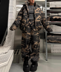 Vintage Washed 2 Piece Set Women's Short Ripped Hooded Zip <b>Jacket</b> Multi-pocket Wide Leg Cargo Pants 2026 New Lady Chic - Product Image 4