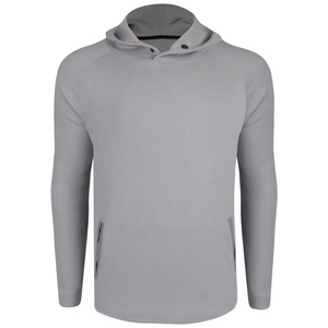 Sweat-shirt à capuche gris pour homme, manches longues, tricoté, 100% coton, avec poche, coupe classique, respirant, couleur unie, décontracté, pour l'hiver - Product Image 1