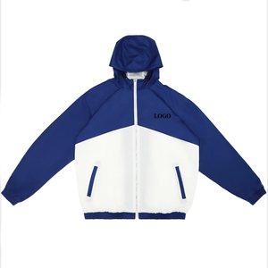 Custom Nylon Hooded Windbreaker Jacket and Shorts <b>Set</b> Color Block Taslon Activewear Hoodies Supplier - Product Image 4