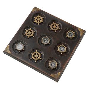 Articles de décoration nautique, jeux de Tic Tac Toe anciens, ensembles de cadeaux, plateau en bois de luxe, design de roue de bateau et de boussole - Product Image 1