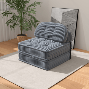 Chaise Longue Convertibile in Velluto a Coste con Design Trapuntato, Supporto Completo in Schiuma, Letto Pieghevole e Cuscino ad Arco Regolabile - Product Image 4
