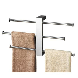 Porte-serviettes autoportant en acier inoxydable brossé à barre unique, design minimaliste pour salle de bain, support de serviettes de bain mobile - Product Image 6