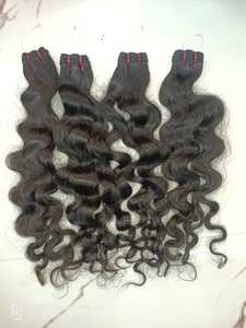 ผมแท้แบบอินเดีย Remy Hair แบบเส้นเดียว  แบบถักเดี่ยว สีดำธรรมชาติ  แบบลอนคลื่น  สำหรับต่อผม - Product Image 4