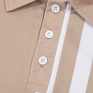 Polo à manches courtes rayé pour homme avec poche, haut tissé décontracté bicolore, vente en gros de polos pour hommes - Product Image 6