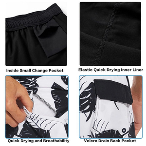 Shorts décontractés pour hommes gris clair, écologiques, imprimés par sublimation tie-dye, en satin, séchage rapide, taille mi-haute, avec cordon de serrage et poches - Product Image 5