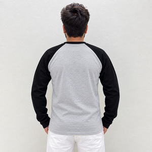 REDDITO Men's <b>Long</b> <b>Sleeve</b> <b>Raglan</b> <b>T</b>-<b>Shirt</b> Crew Neck Contrast Trim Gray Black Promotional Wear - Product Image 5