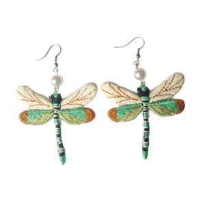 Boucles d'oreilles pendantes créatives en forme de libellule, style bohème rétro, broderie unique - Product Image 3