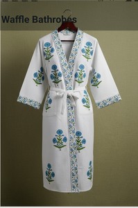 Elegante y Lujoso Kimono Acolchado de Algodón Floral Tejido, Estampado a Mano, Estilo Waffle Indio, Chaqueta Casual de Verano - Product Image 3