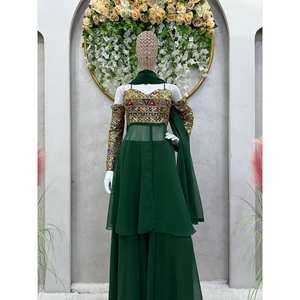 Hermoso conjunto de top de gasa y pantalón palazzo con dupatta para un look de fiesta - Product Image 3