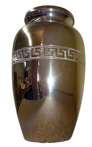 Urne funéraire en laiton poli, entièrement gravée de colombes argentées, pour cendres humaines adultes, style américain/européen - Product Image 5