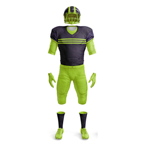 Ensemble d'uniformes de football américain personnalisés pour hommes, manches courtes, noir et vert, 100 % polyester, évacuation de l'humidité, coupe athlétique toutes saisons - Product Image 4