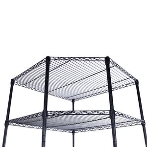 Scaffale Angolare Poligonale a 6 Livelli Rivestito in Plastica con Ruote in PP da 2 Pollici 680x680x1800mm Nero - Product Image 6