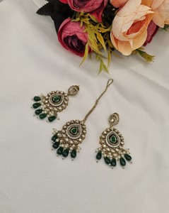 Parure de bijoux ethniques faits à la main, coupe poire, luxe, collier choker Kundan pour femme, collection de bijoux pour réceptions de mariage - Product Image 6