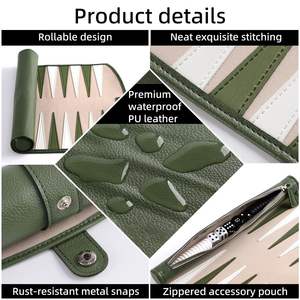 Juego de Backgammon Plegable de Cuero PU Premium de Marca Personalizada HARBOR CORPORATION, Juego de Entretenimiento Duradero para Viajes al Aire Libre - Product Image 3