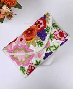 Premium Quality Handcrafted Beads Embroidered Lightweight Modern Square Shoulder Bag for Party Wedding <b>Jewelry</b> Storage - Product Image 2