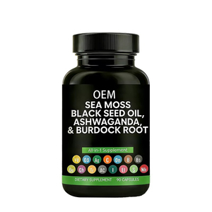 Cápsulas de Suplemento de Aceite de Semillas Negras con Musgo Marino, Ashwagandha y Raíz de Bardana - Product Image 1
